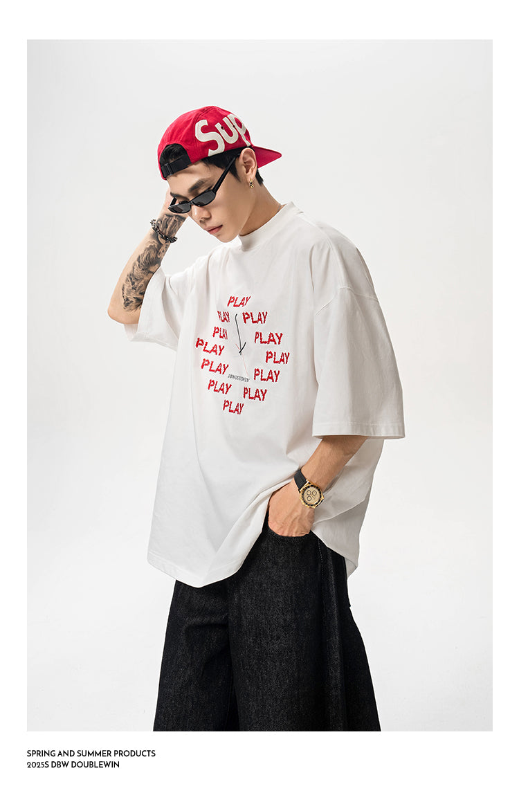 Embroidered cotton T-shirt