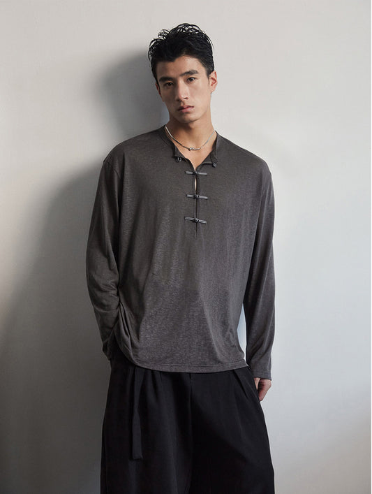 Button-down half-open shirt