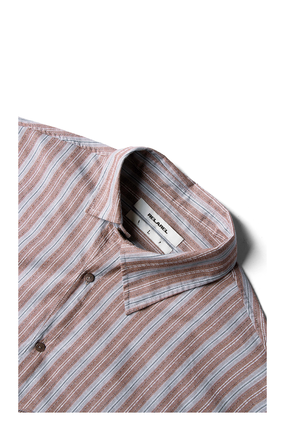 Striped Ribbon Asymmetric Placket Shirt