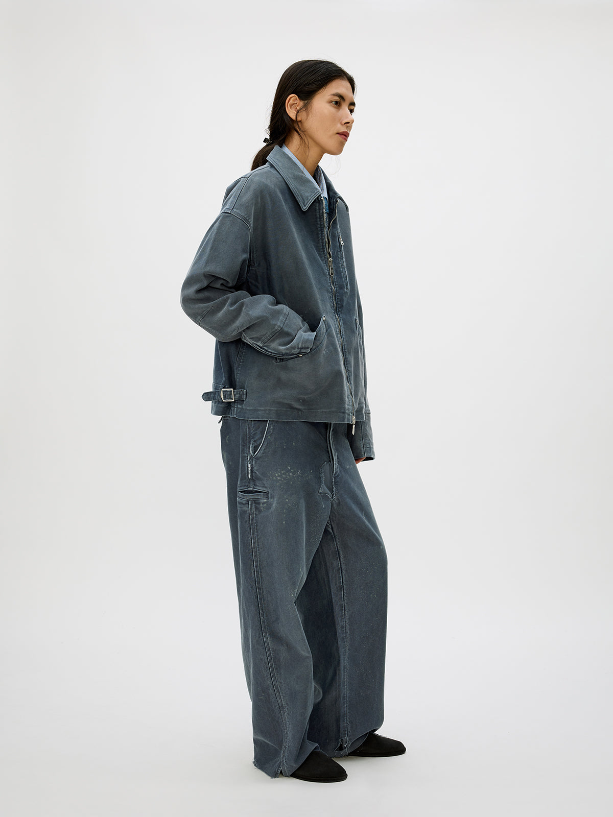 Distressed Zipper Short Jacket