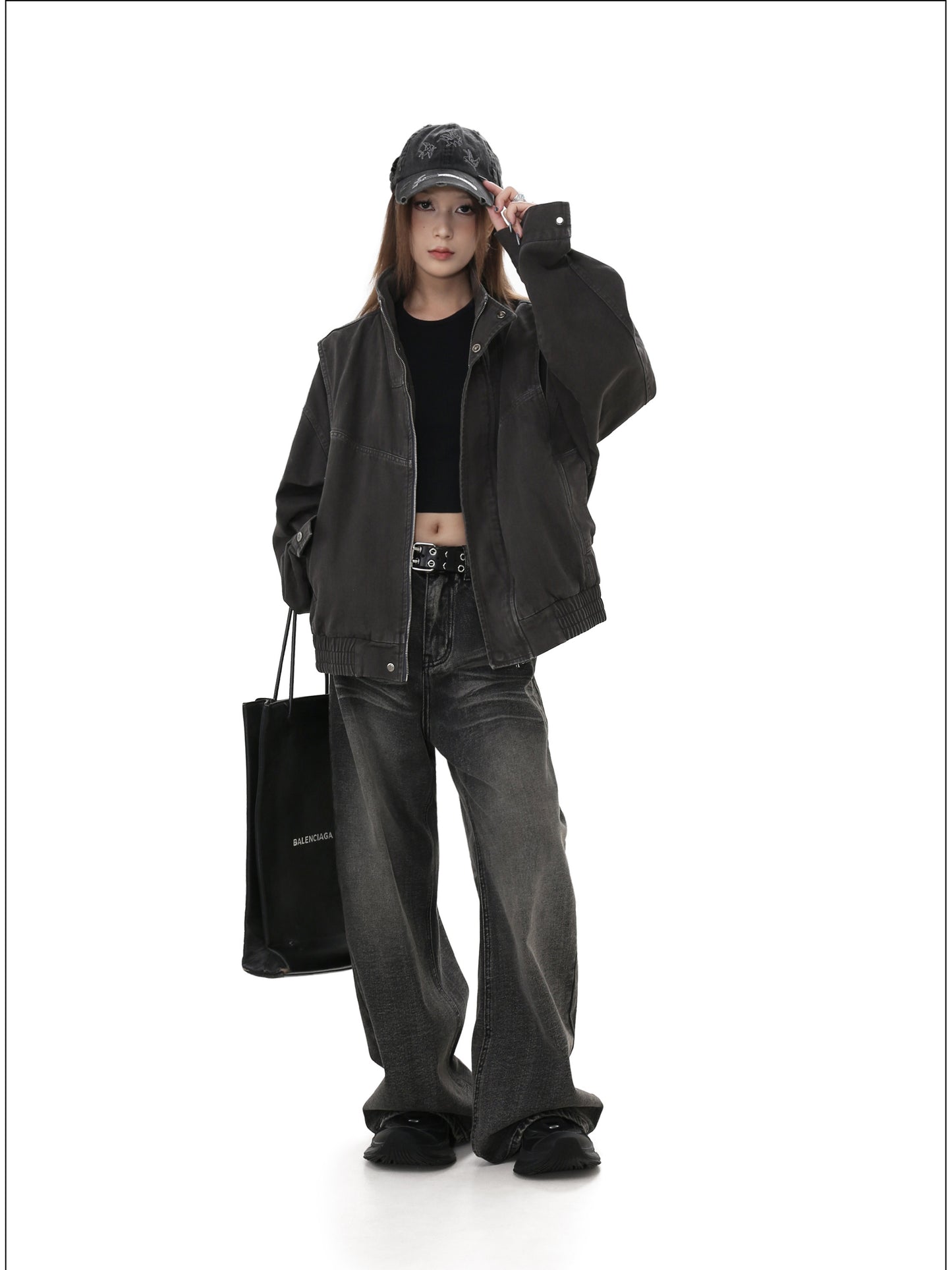 Stand Collar Heavyweight Denim Jacket