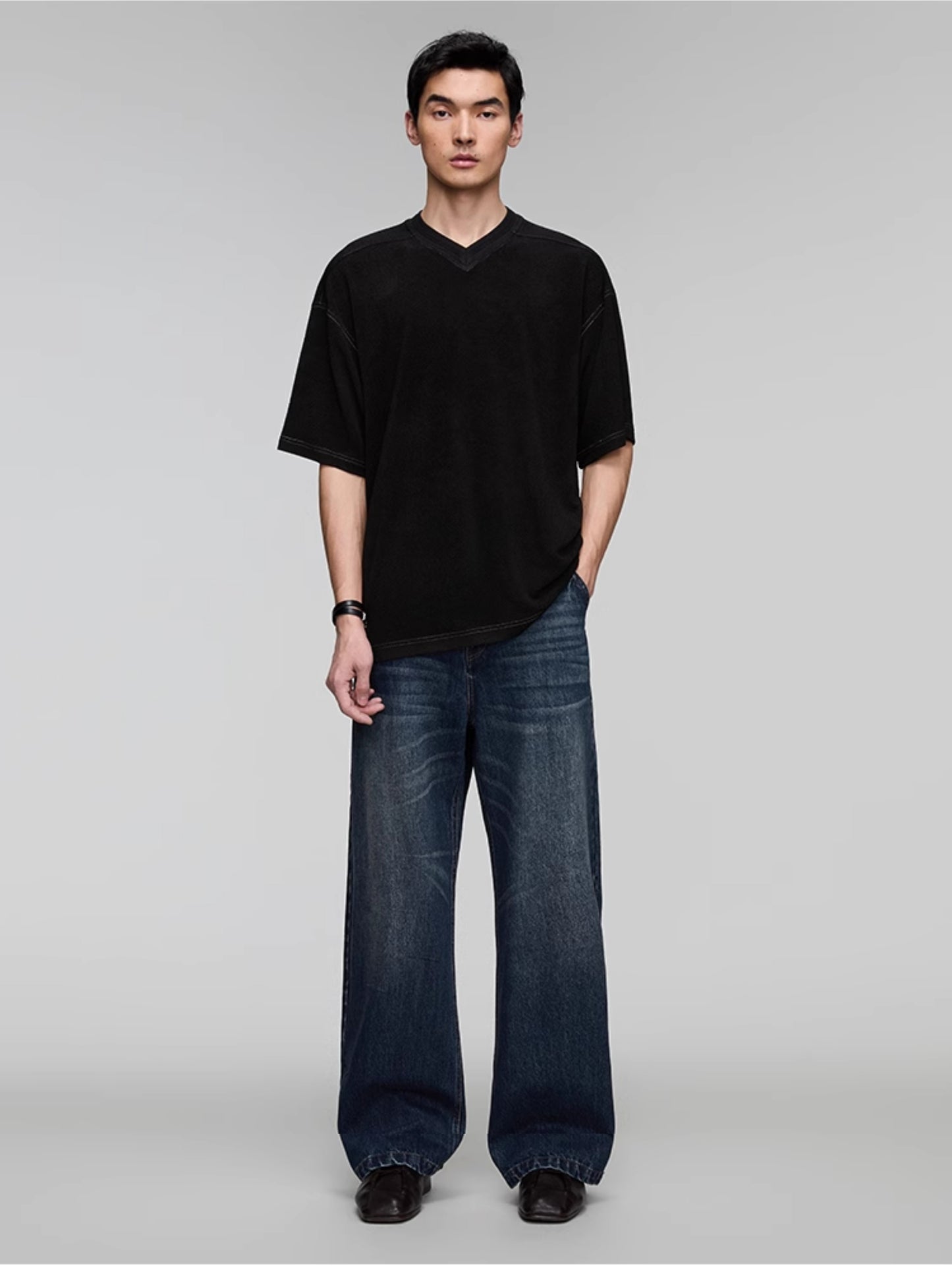 Washed Straight Denim Pants