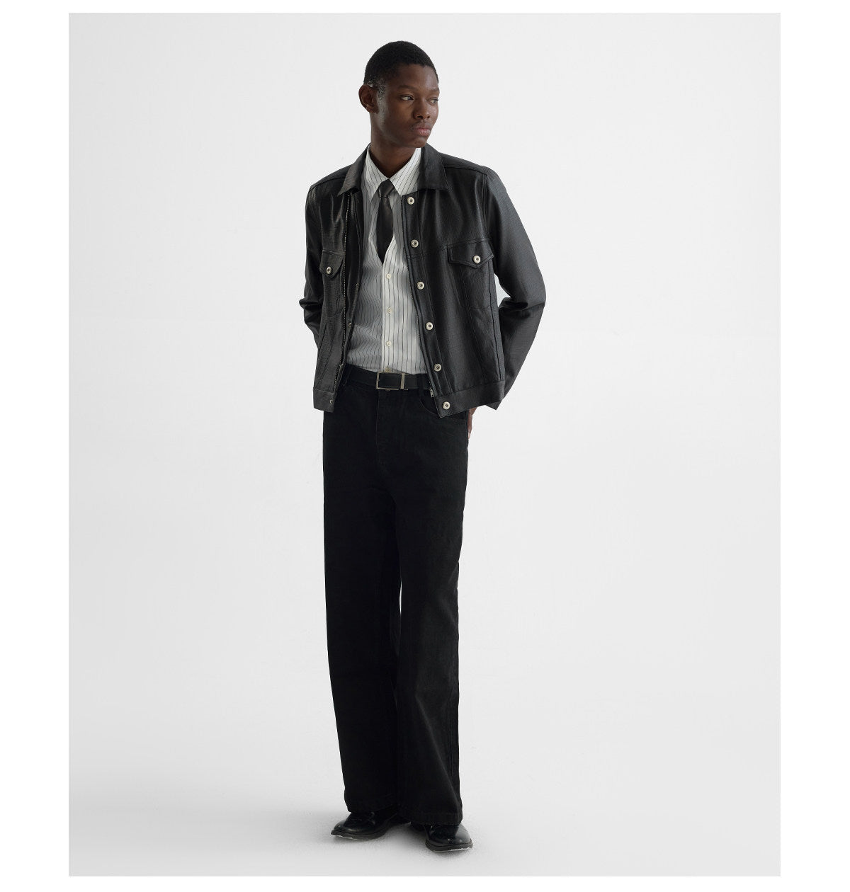 Coated Short Biker Jacket