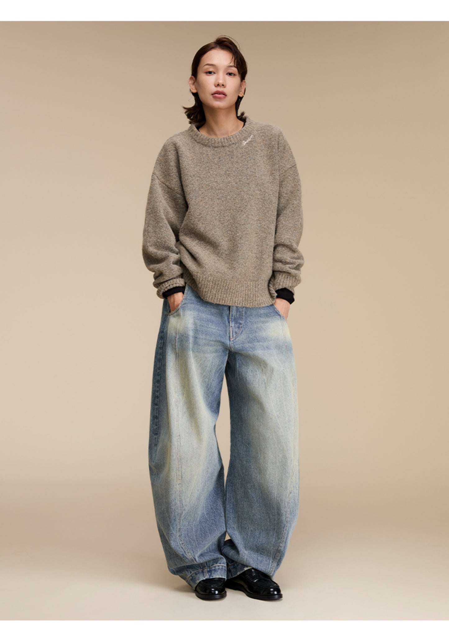 Scimitar Loose Silhouette Casual Denim Pants