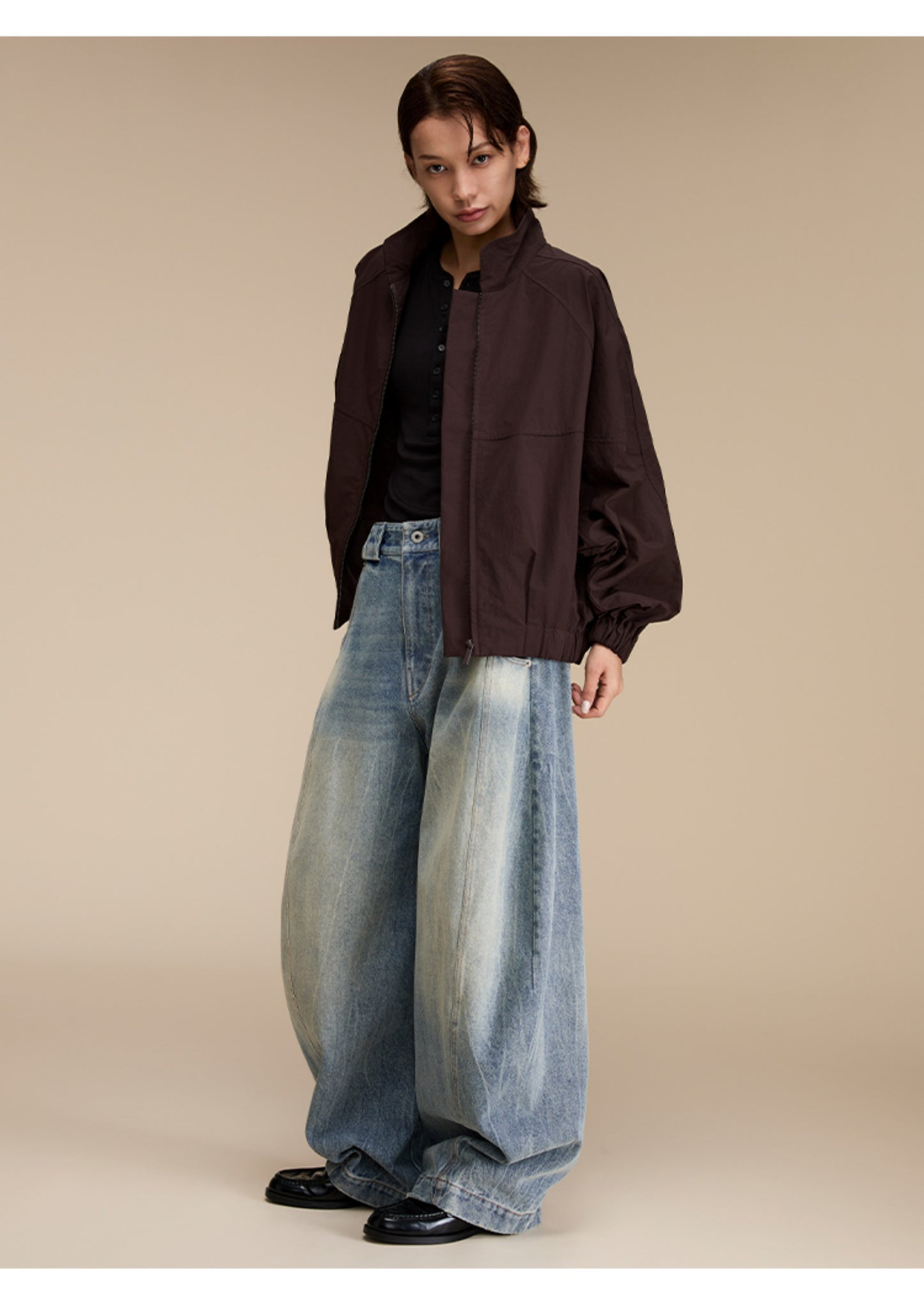 Scimitar Loose Silhouette Casual Denim Pants