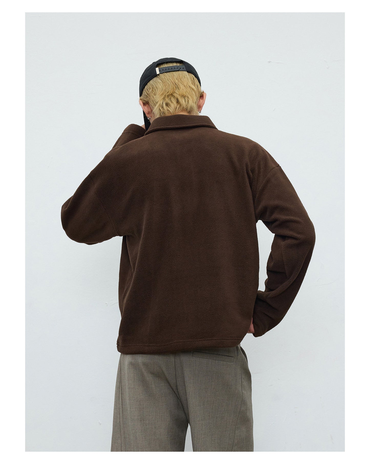 Double-sided fleece collar polo shirt