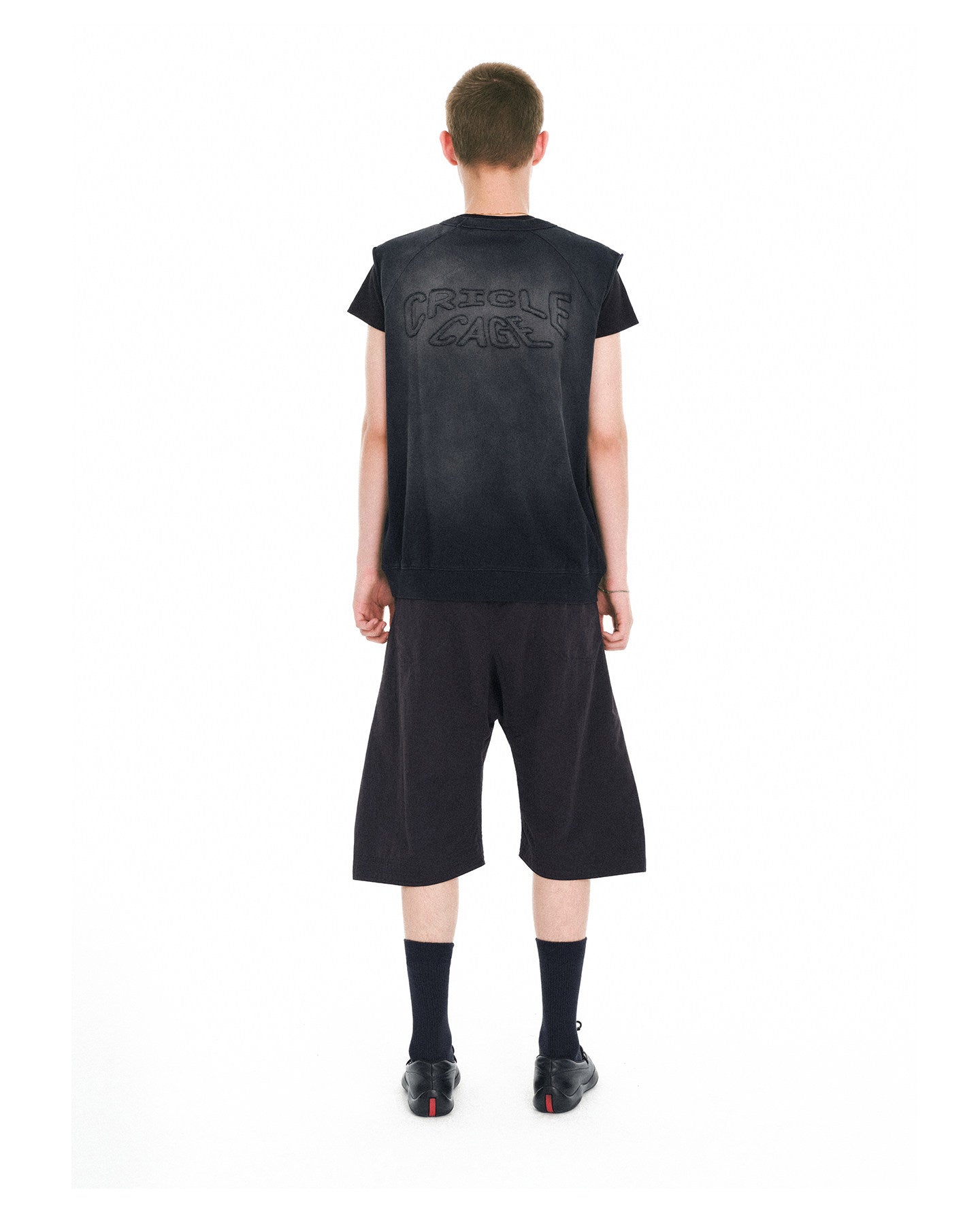 Wash-Finish Basic Embroidered Sleeveless Top