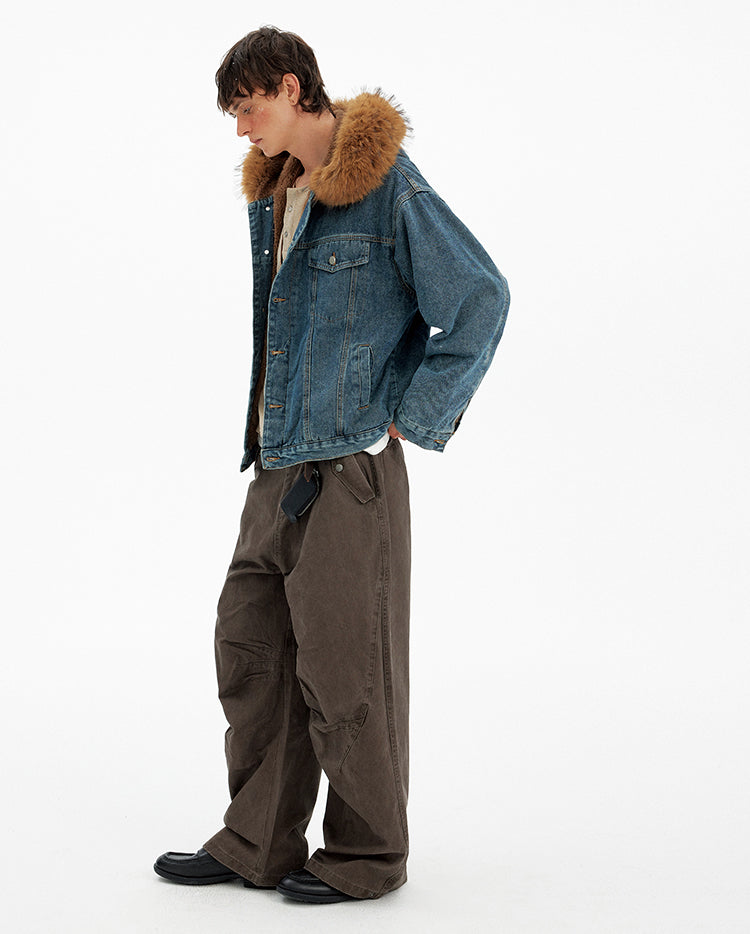 Retro Fur Collar Denim Jacket