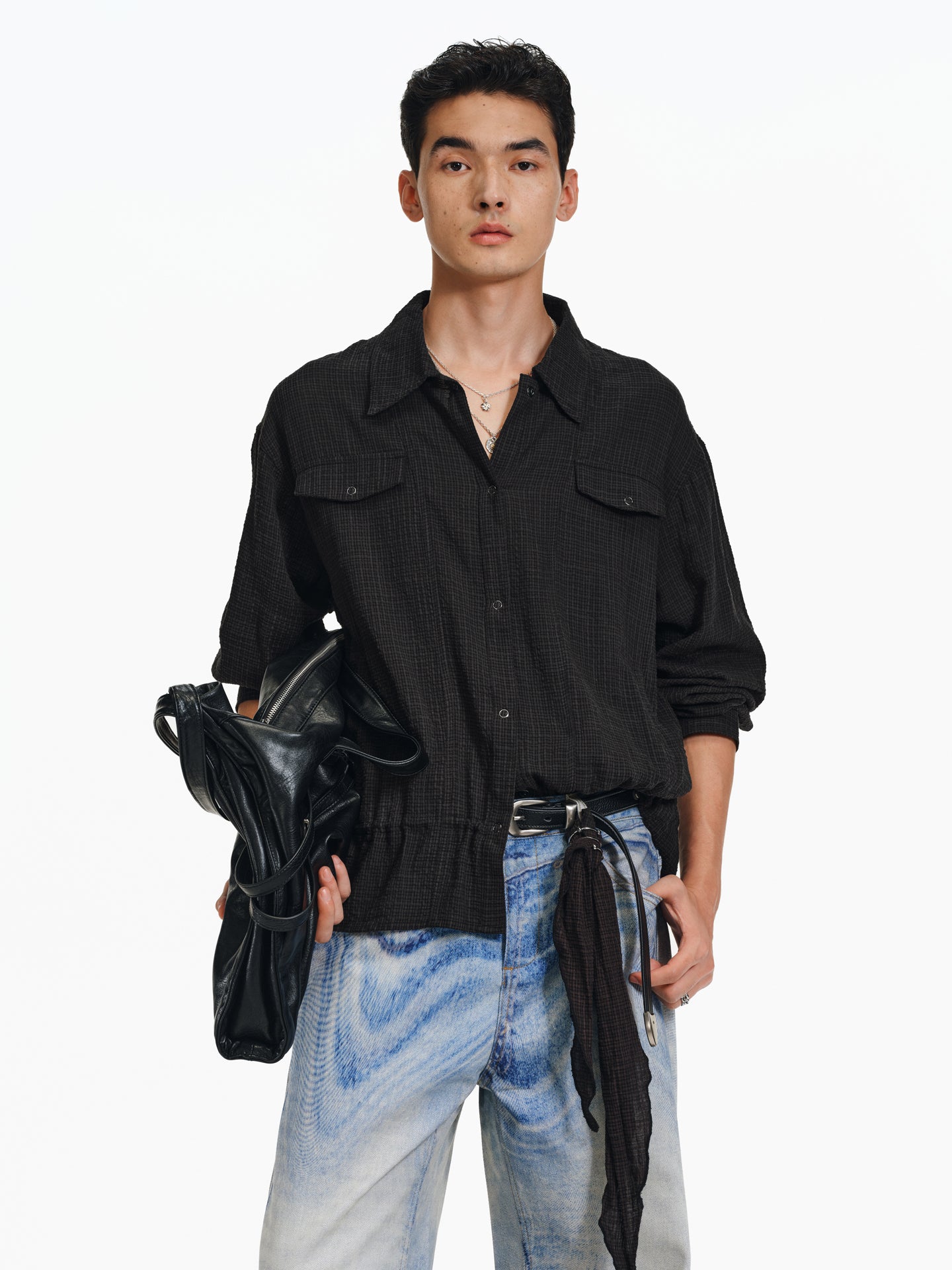 Drawstring waist shirt