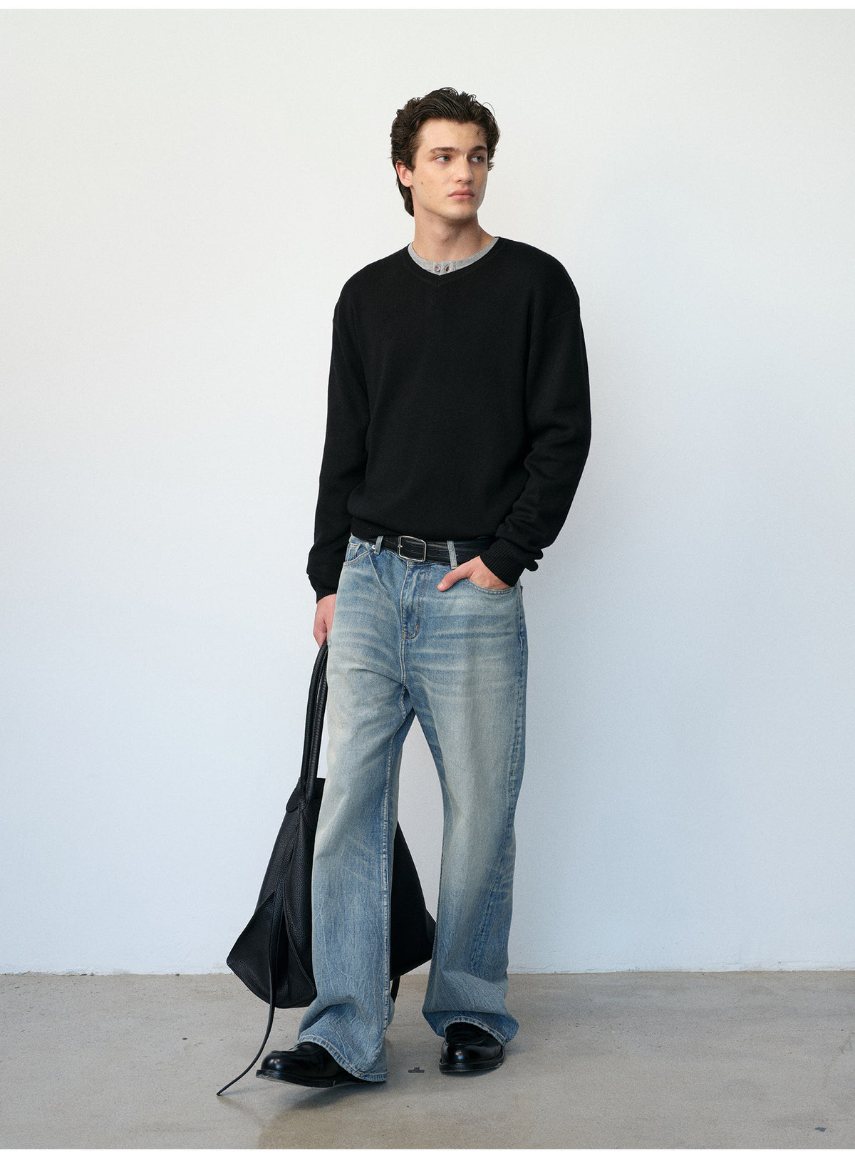 Dyed Crack Straight-Leg Jeans