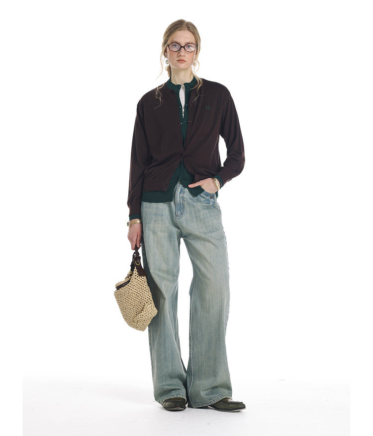 Whisker-Washed Denim Pants