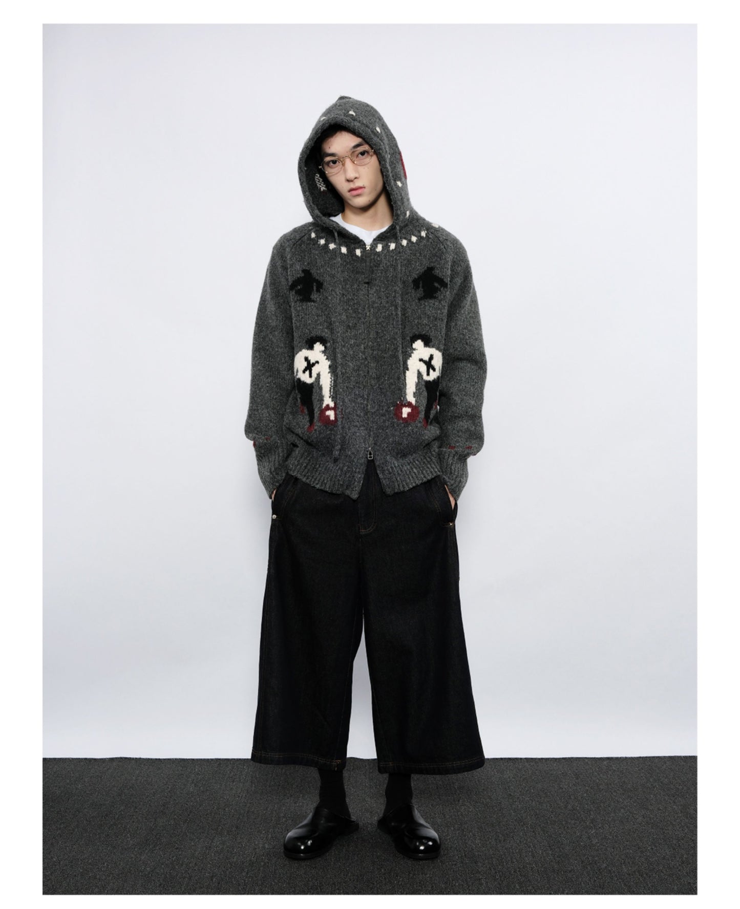 Double-Zipper Hooded Cardigan