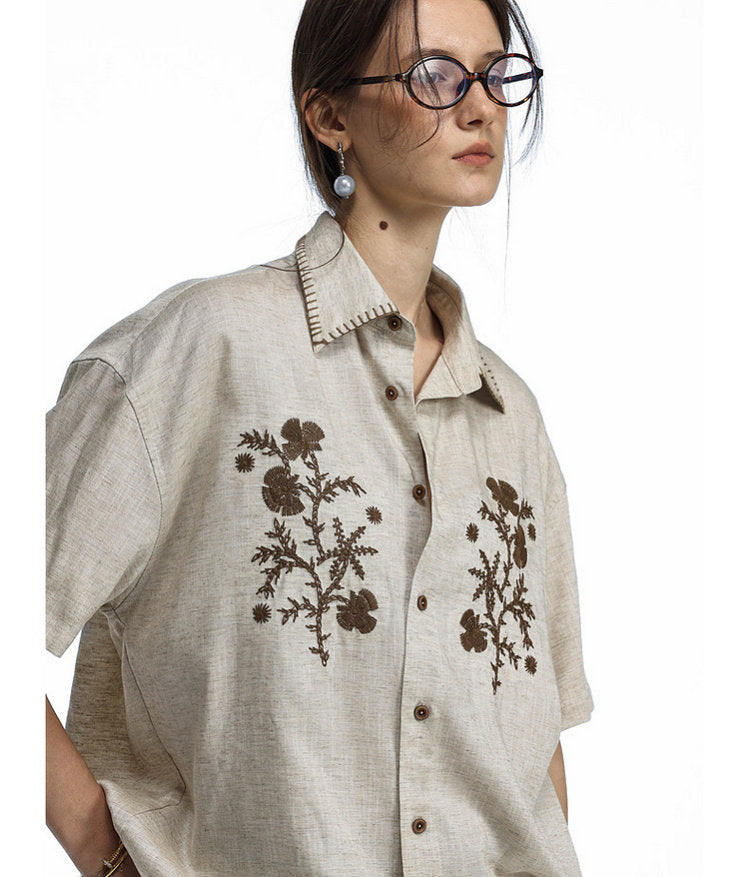 Vintage Floral Embroidered Shirt