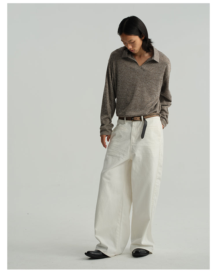 Pleated wide-leg jeans