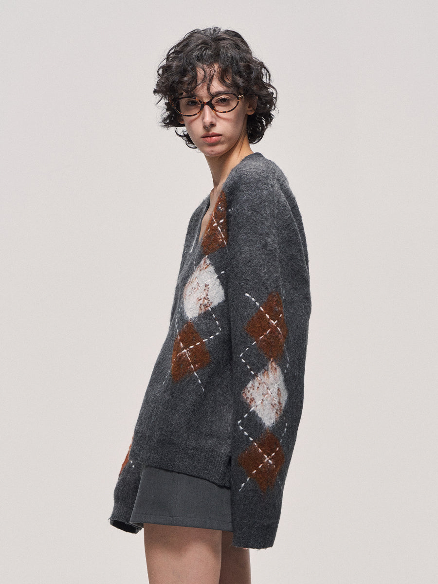 Hand-Stitched V-Neck Cardigan