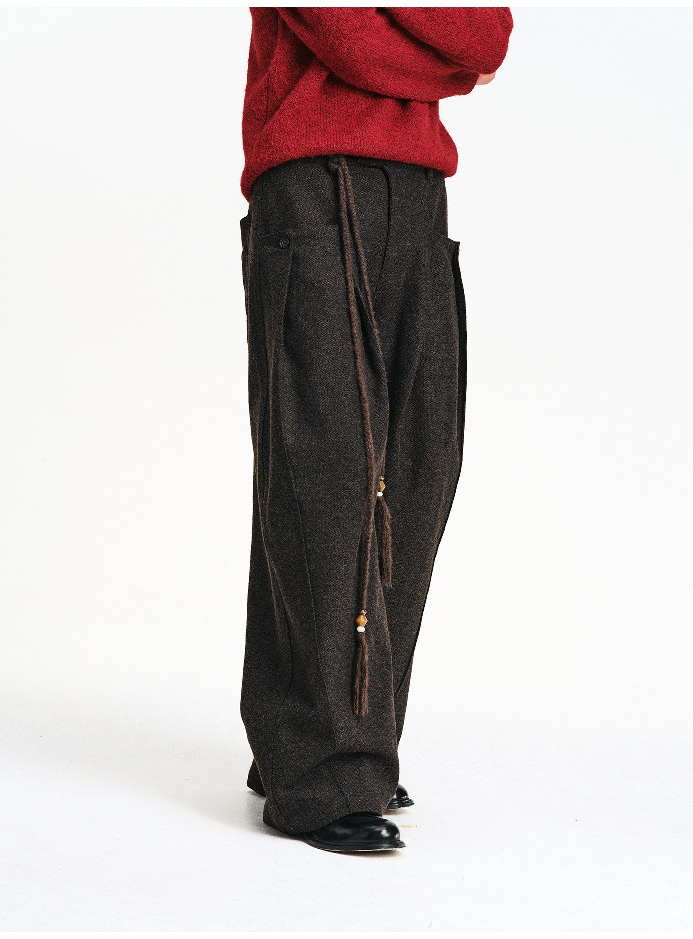 3D Pleated Wide-Leg Casual Pants