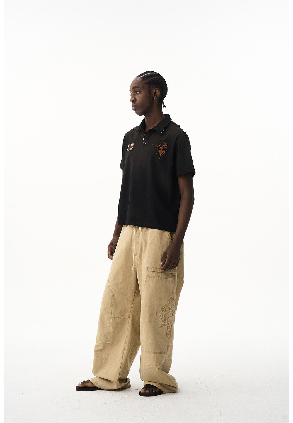 Relaxed Casual Embroidered Polo Shirt