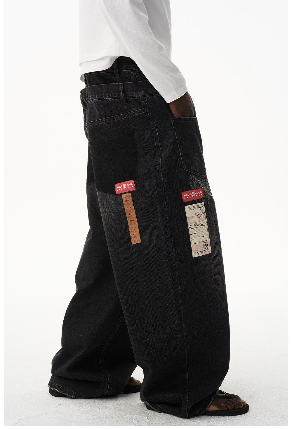 Retro Wash Double-Waist Straight-Leg Jeans