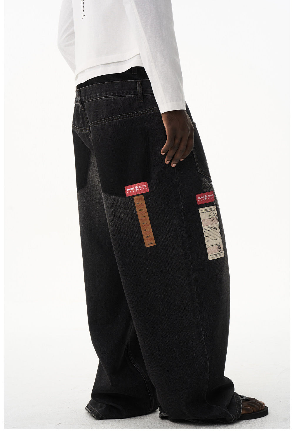 Retro Wash Double-Waist Straight-Leg Jeans