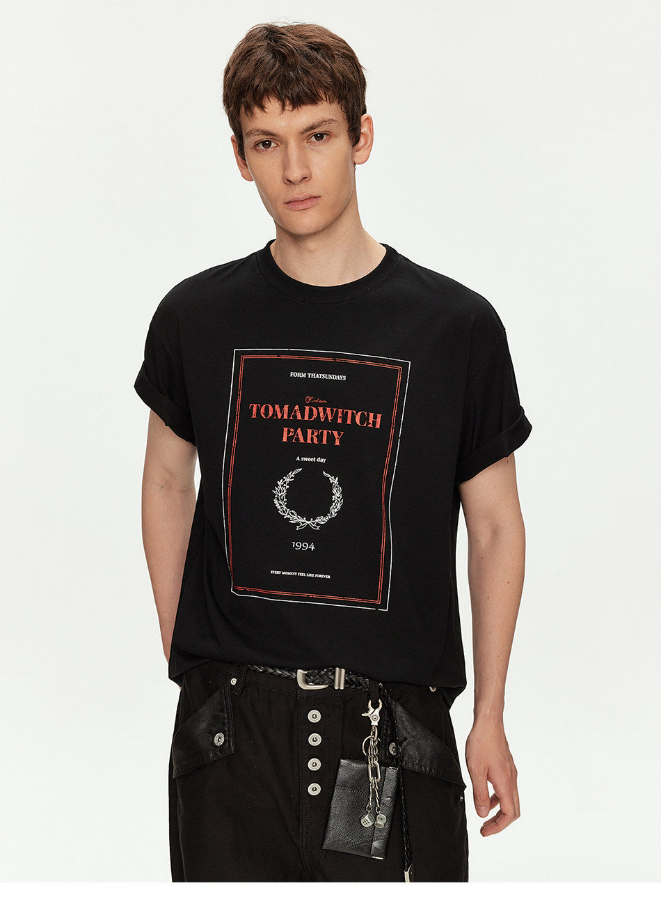 Printed Loose-Fit Drop-Shoulder T-Shirt