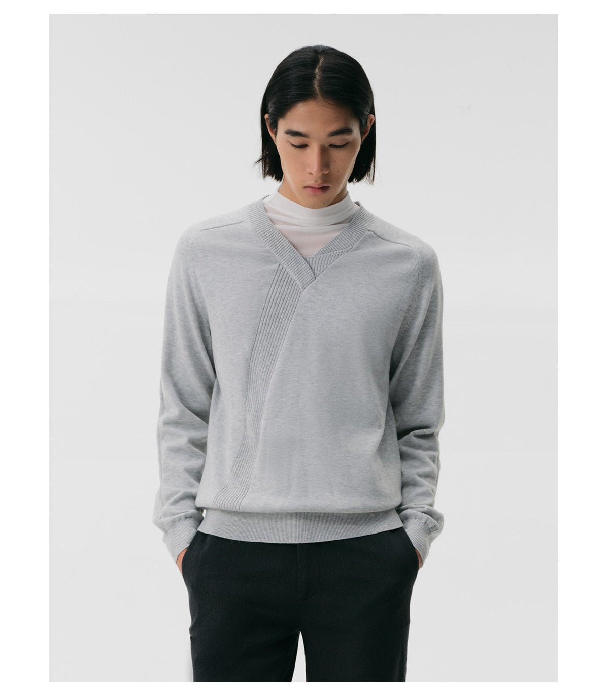 Saddle-Shoulder Knit Pullover