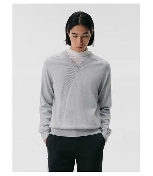 Saddle-Shoulder Knit Pullover