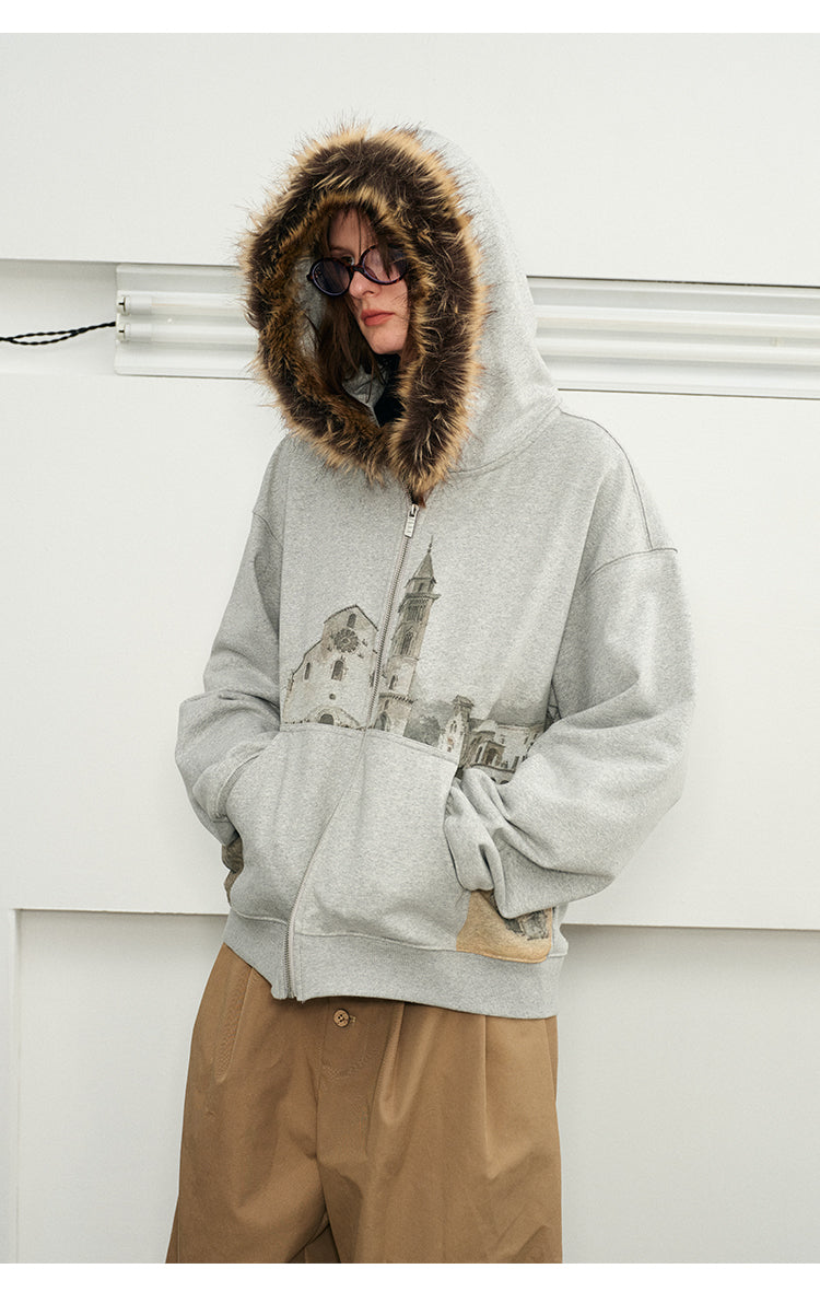 Sweatshirt with detachable collar hood