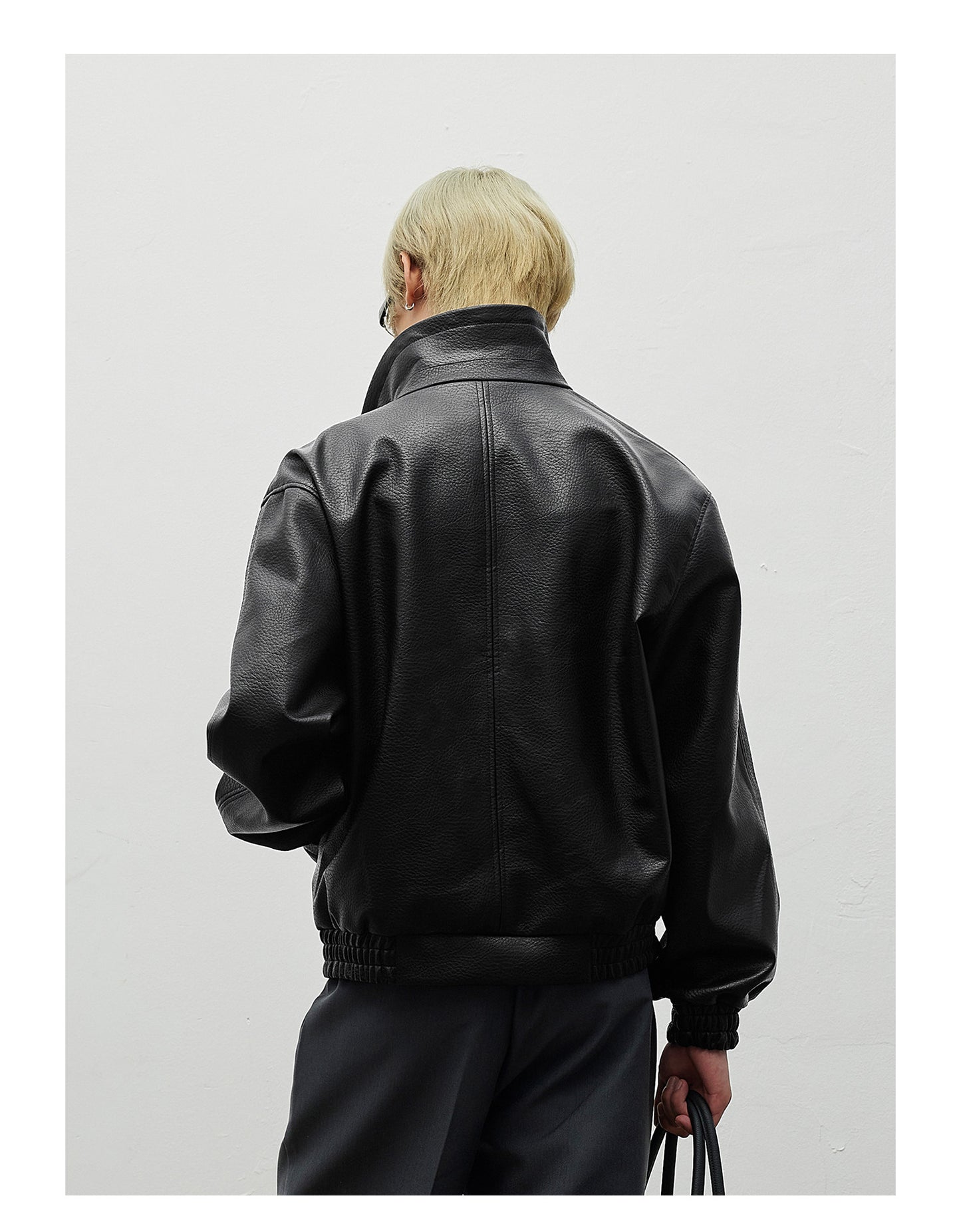 Textured Matte PU Leather Jacket