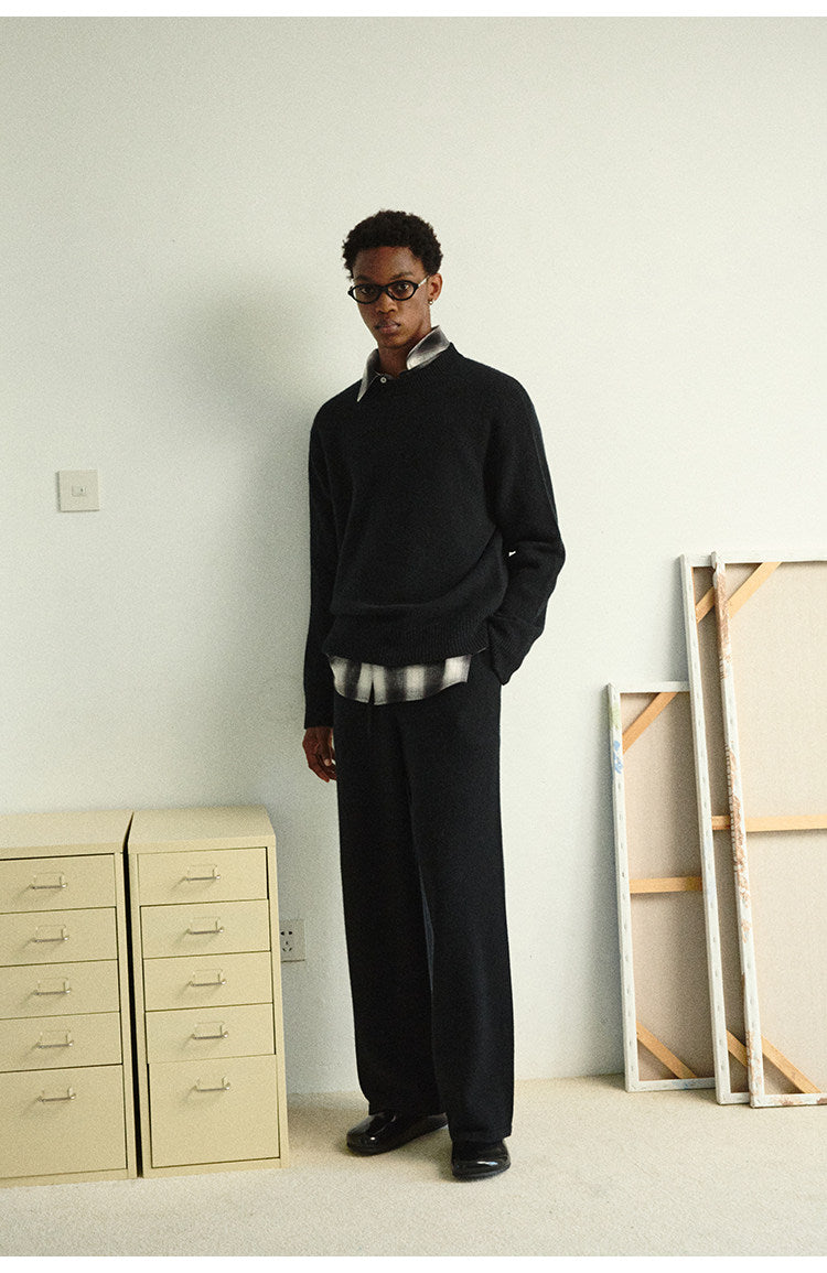 Wool & Cashmere Blend Crew Neck Sweater