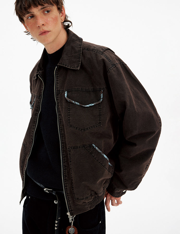 Multi-Pocket Wash-Finished Work Jacket