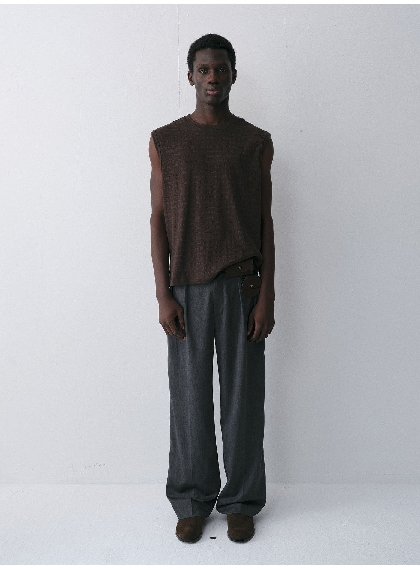 Wool Double-Pleated Casual Pants