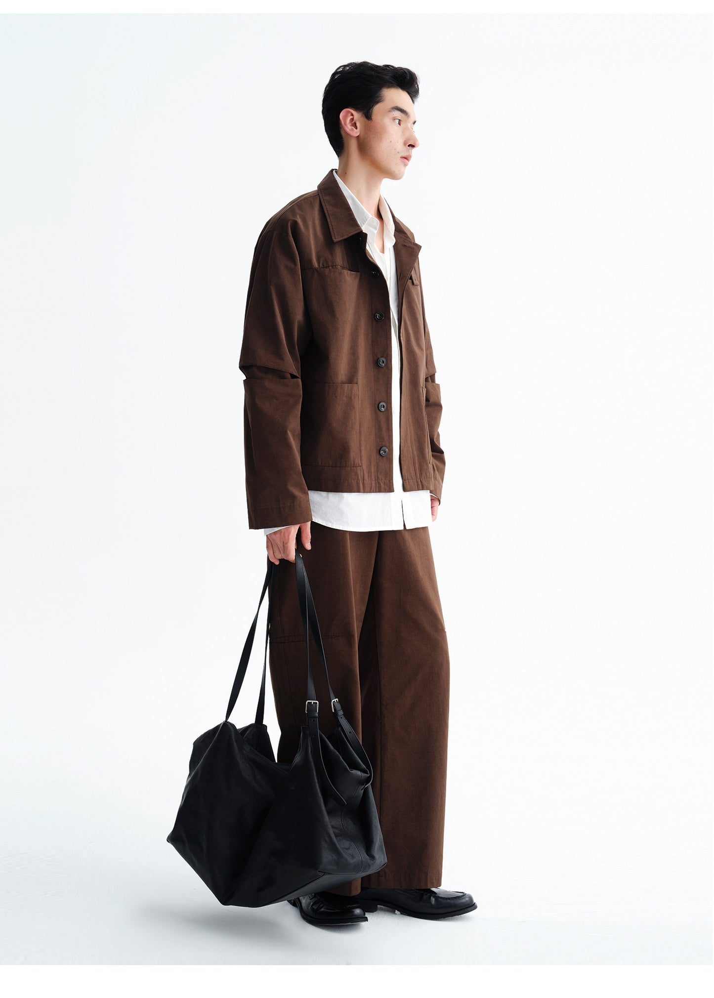 Pleated Patchwork Wide-Leg Pants