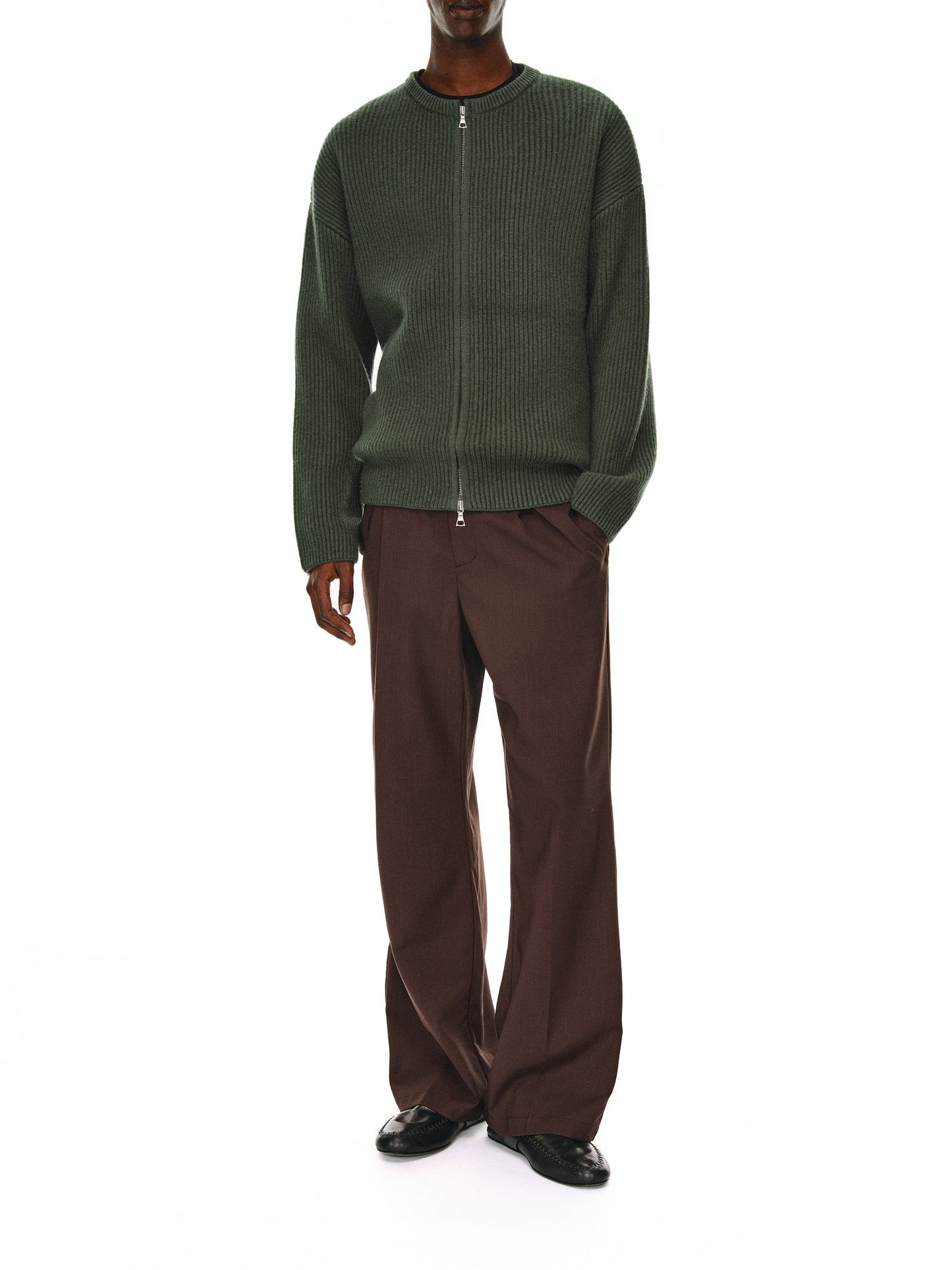 Heavyweight Rib Zipper Cardigan