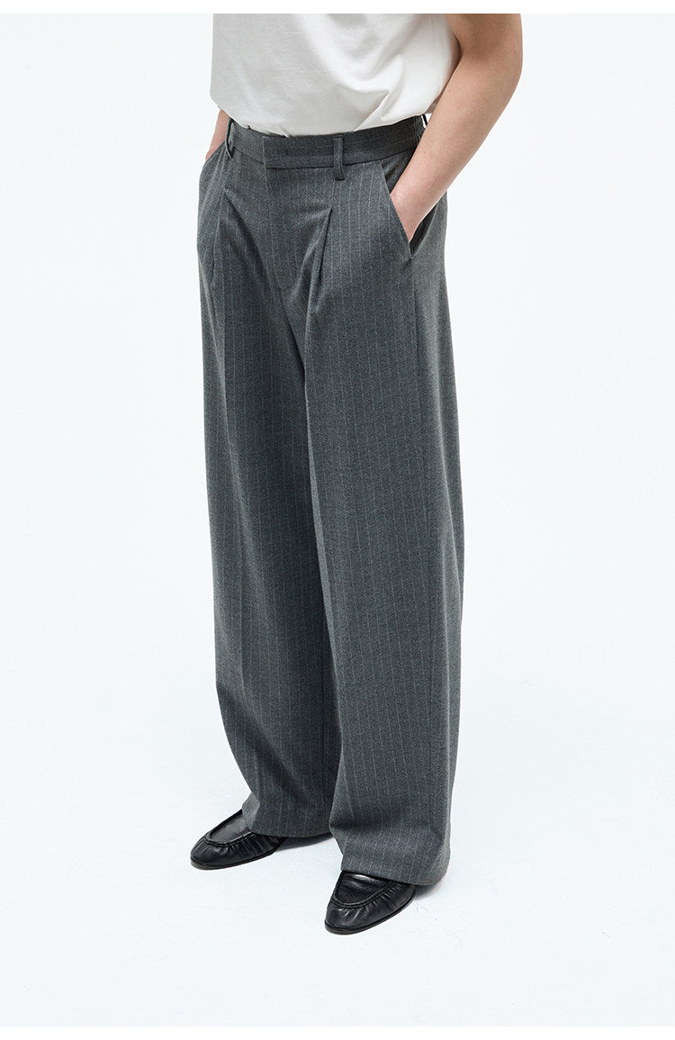 Single-Pleat Stretch Waist Casual Pants