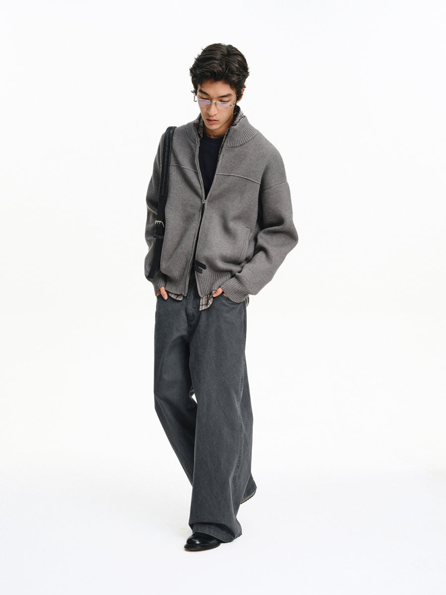 Faded Finish Wide-Leg Casual Pants