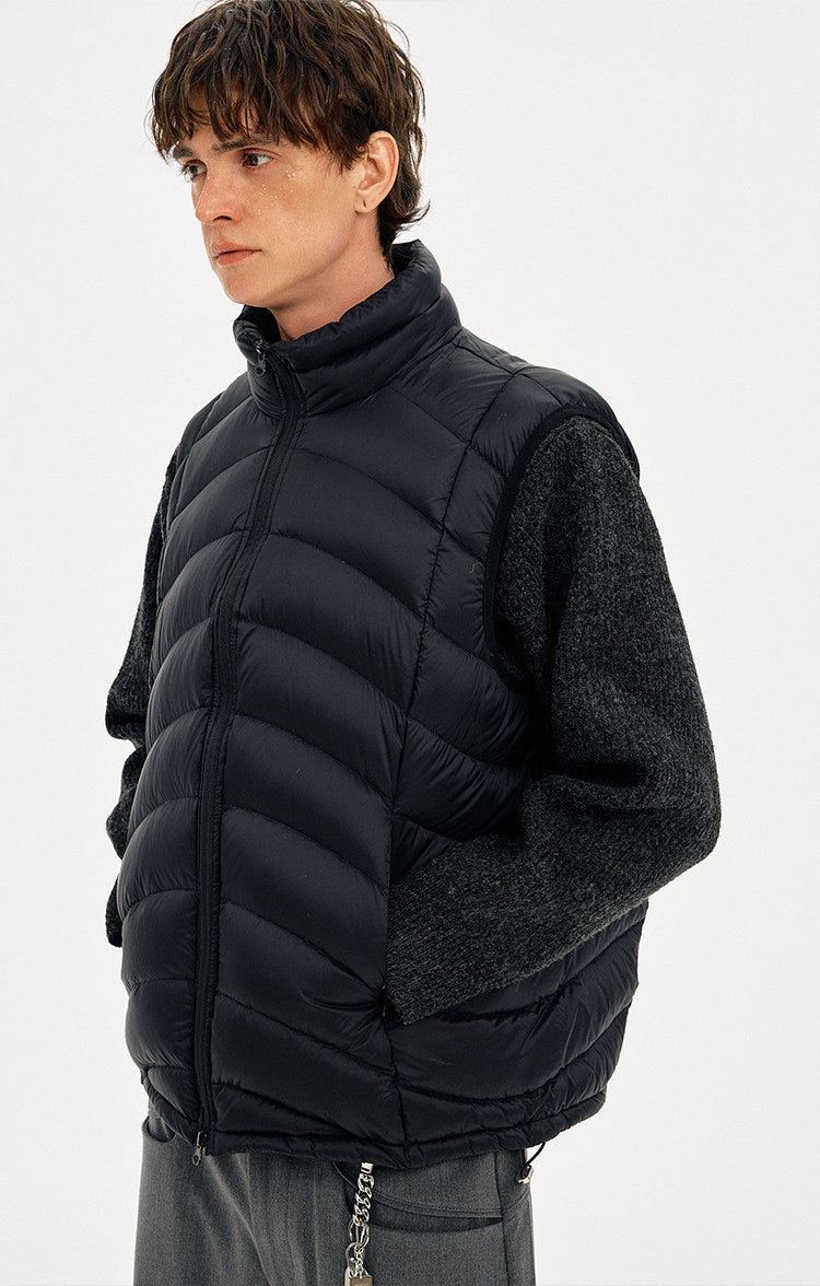 Simple Rib Collar Down Vest