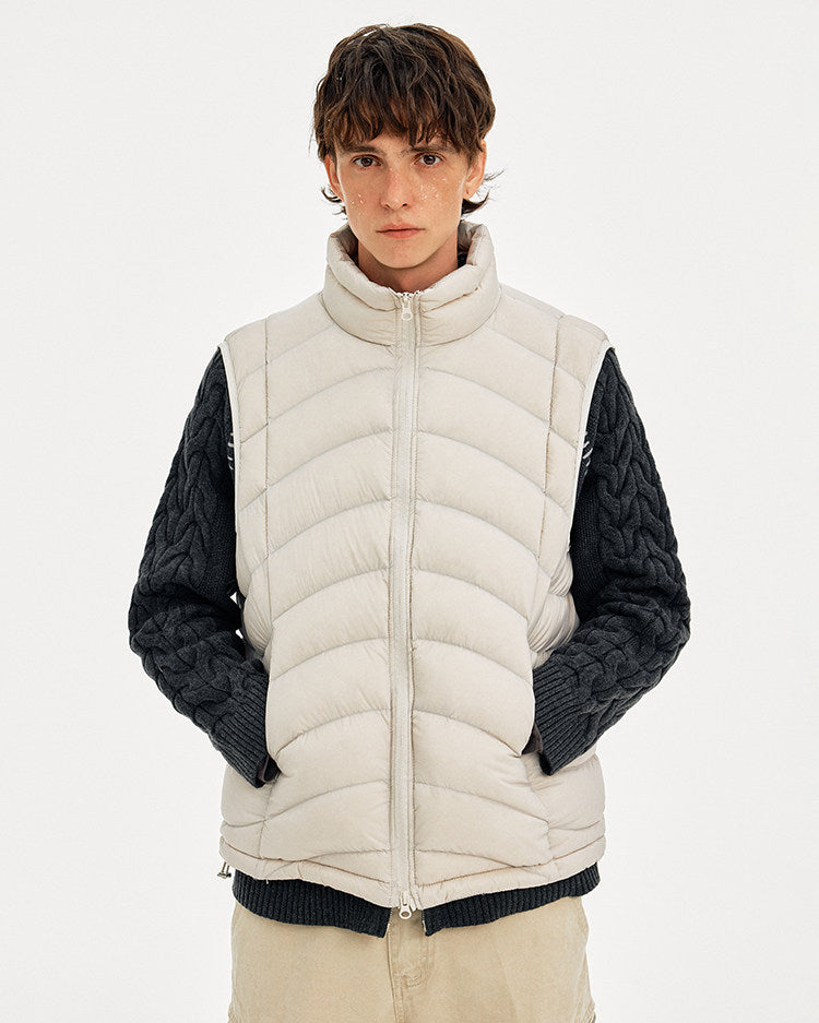 Simple Rib Collar Down Vest