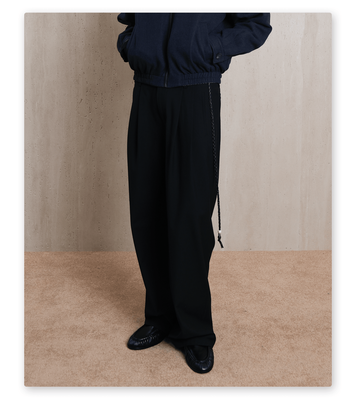 Pleated Wide-Leg Casual Pants