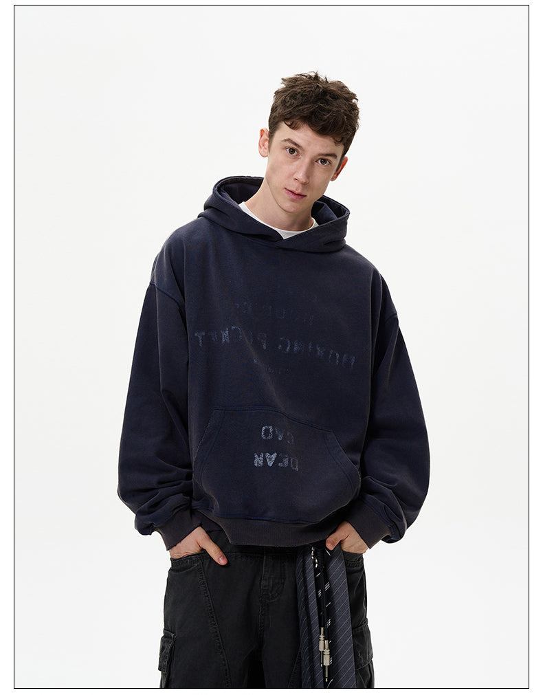 Used processed hooded sweatshirt