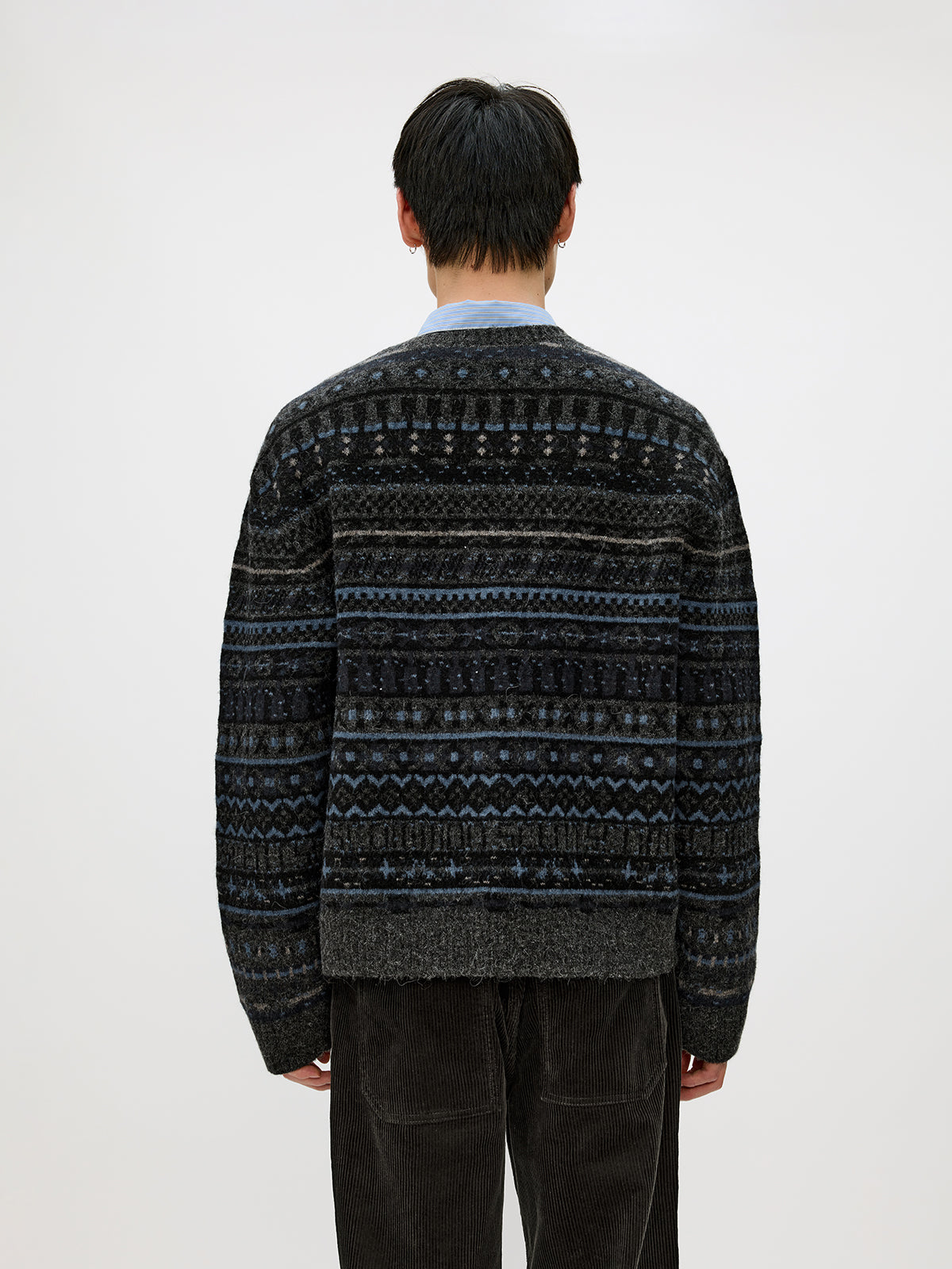 Crew Neck Button-Down Cardigan