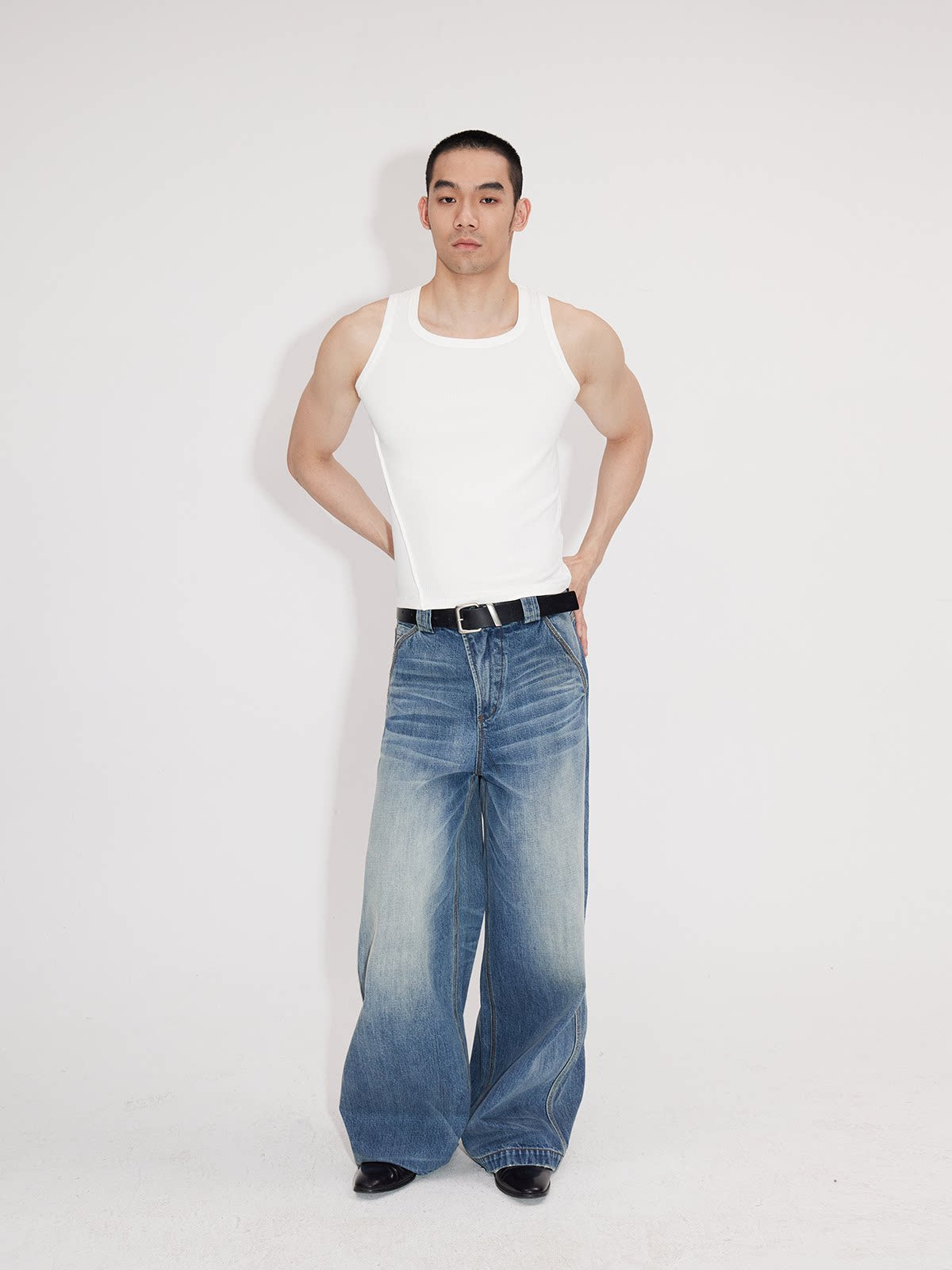 Asymmetrical Flap Jeans