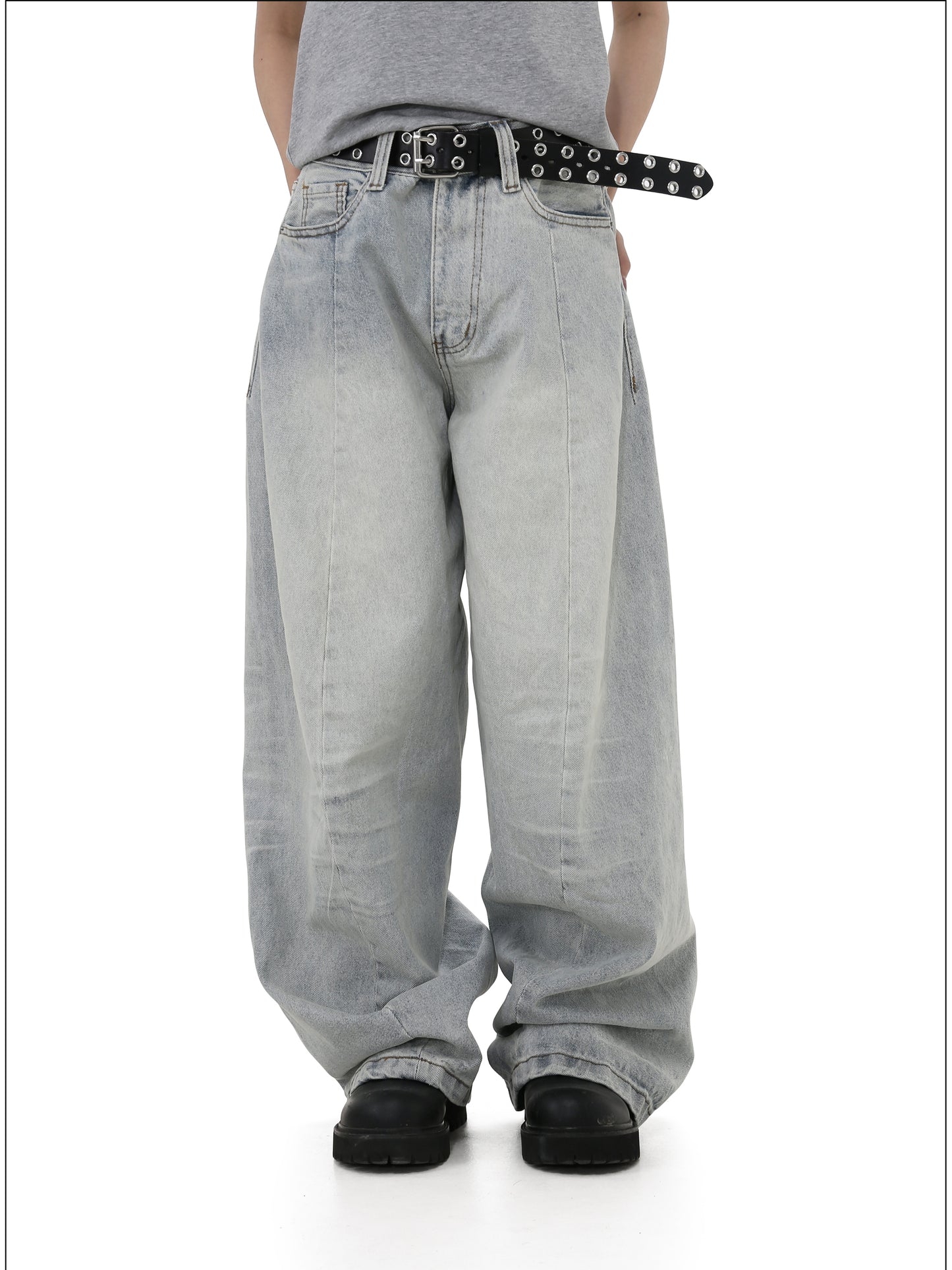 Washed and Damaged Denim Pants