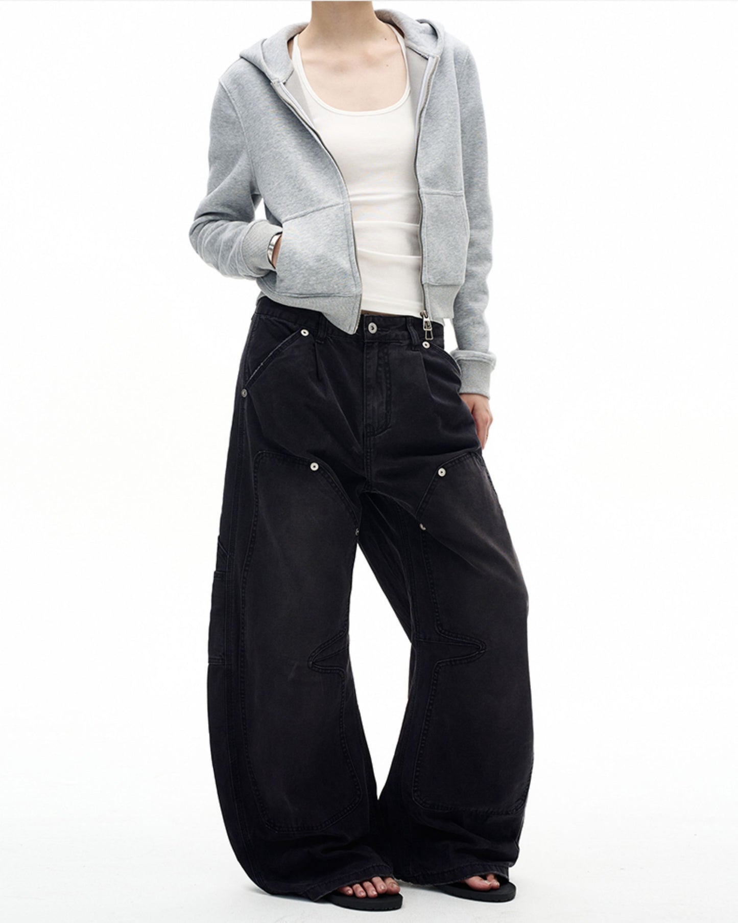 Loose Silhouette Distressed Casual Pants