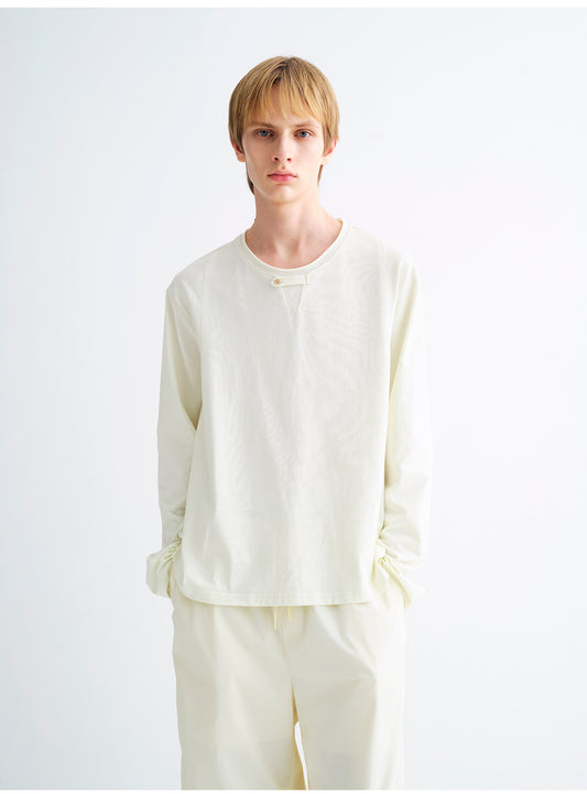 Single-Button Design Basic T-Shirt