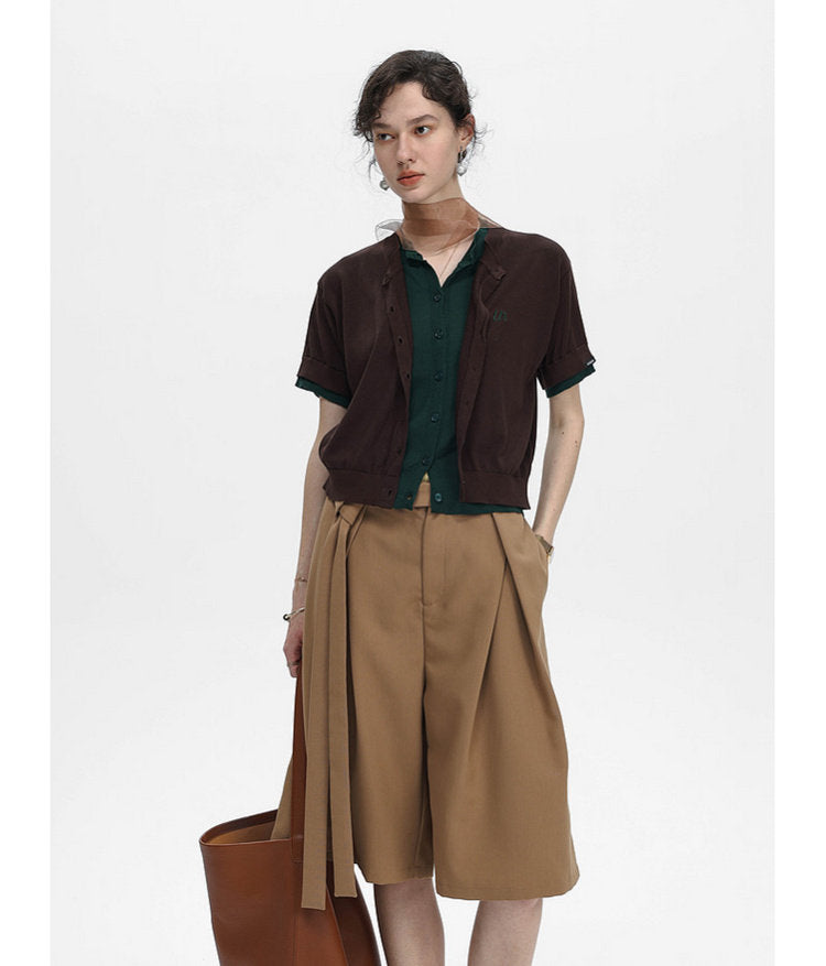 Faux Two-Piece Knit Cardigan