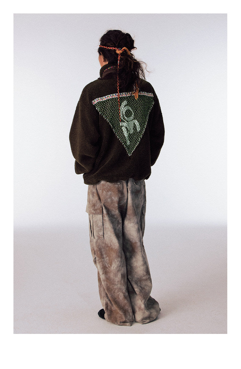 Hand-Knitted Fleece Beaded Jacket