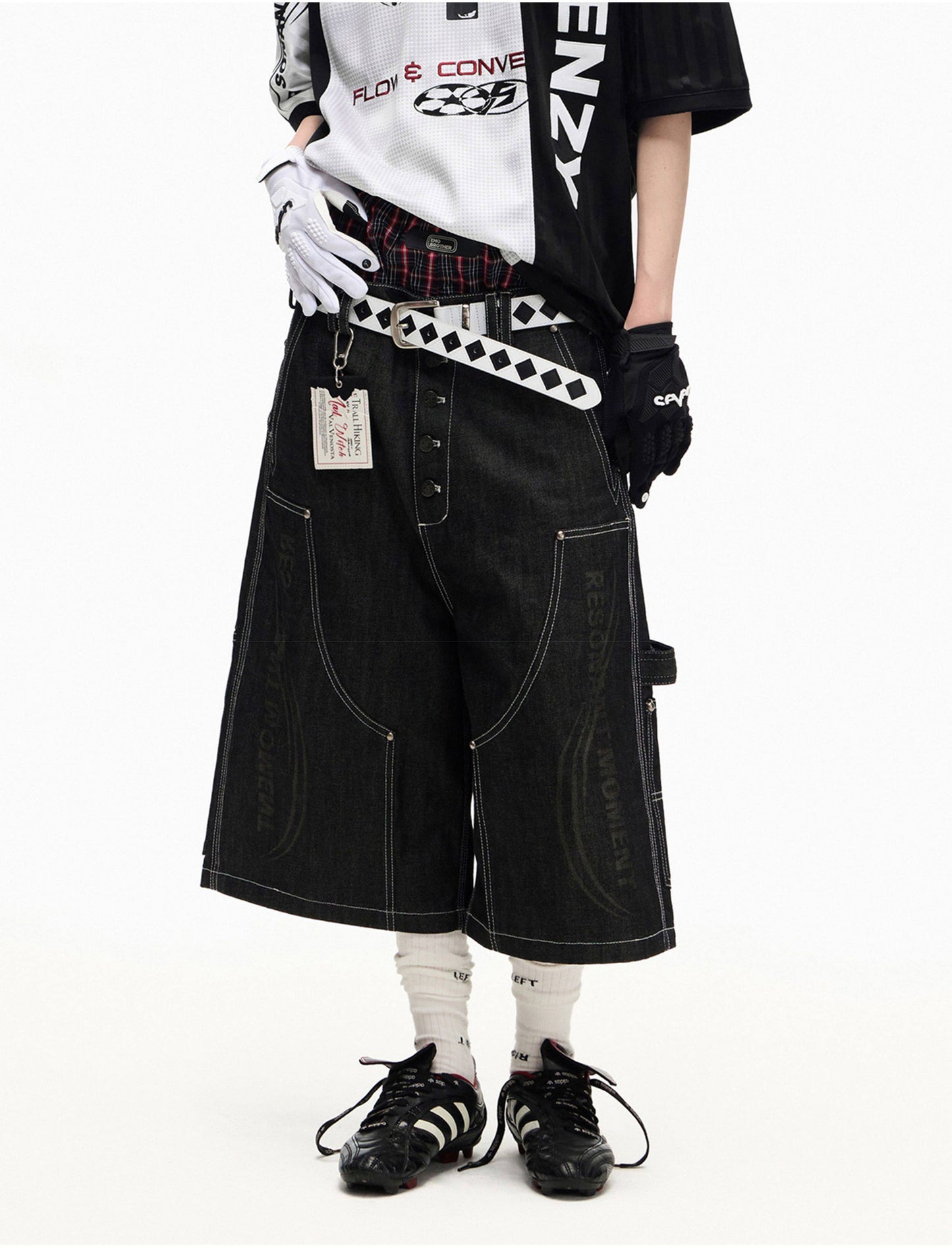 Laser-Printed Denim Shorts