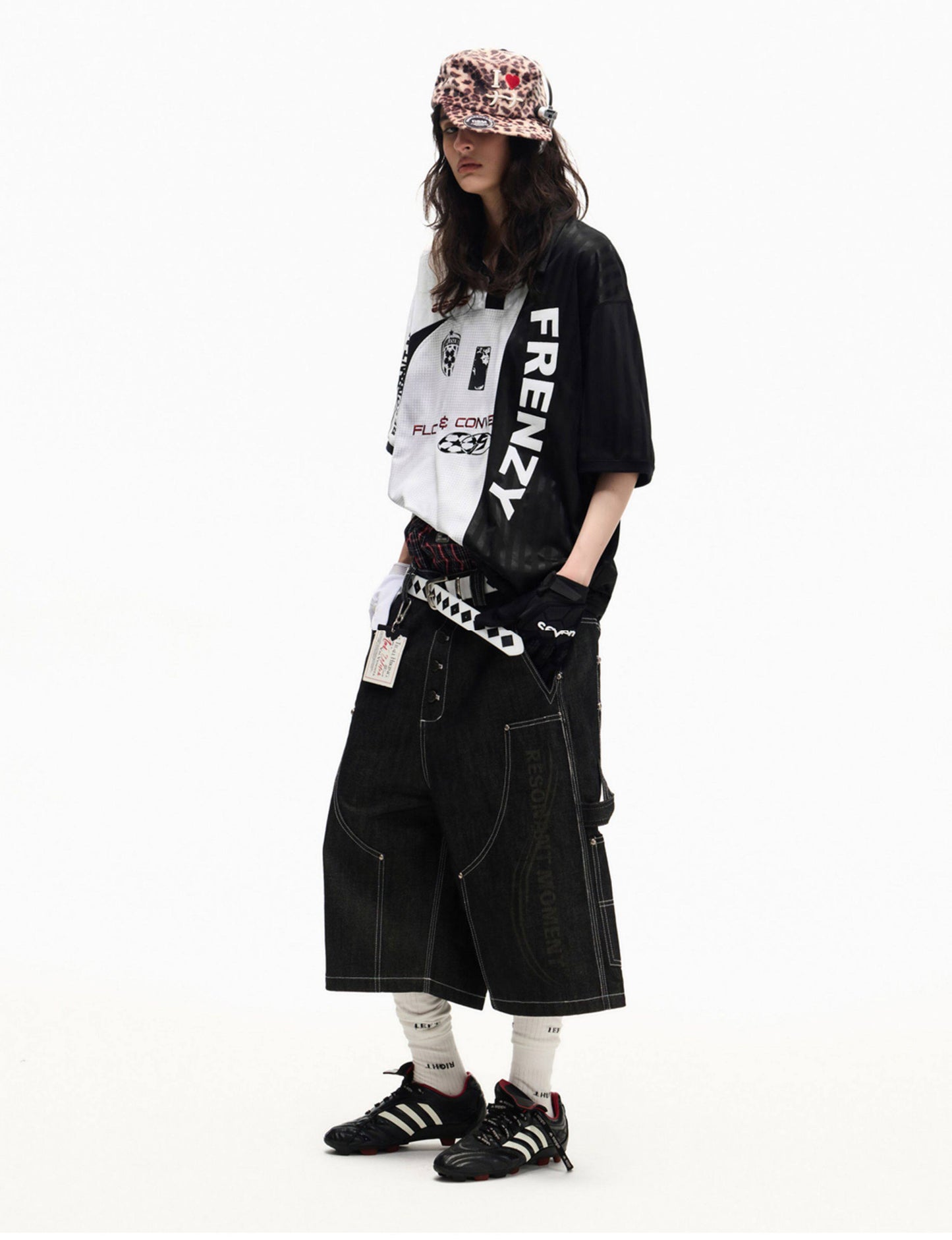 Laser-Printed Denim Shorts