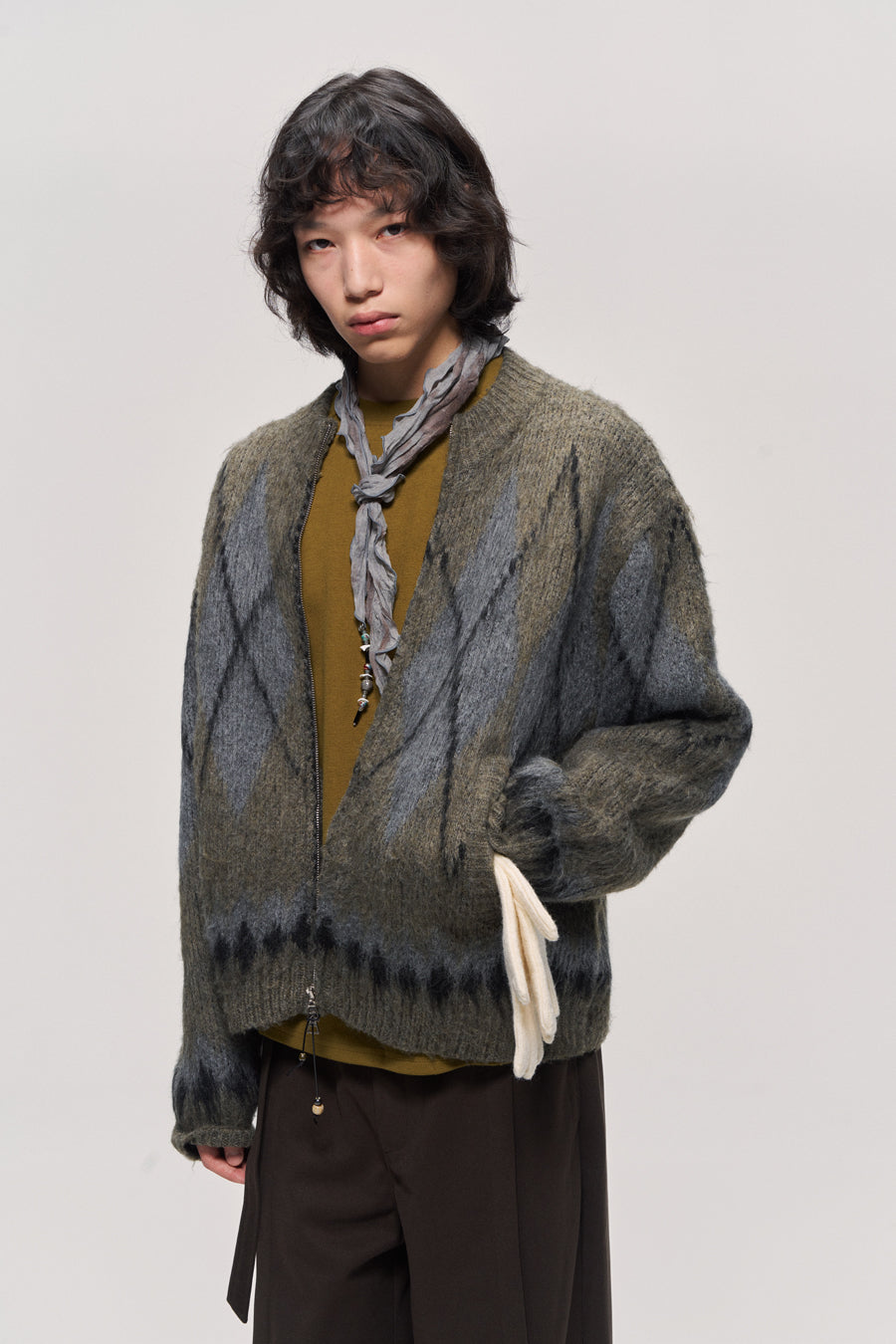 Fair Isle Wool Blend Zip Cardigan