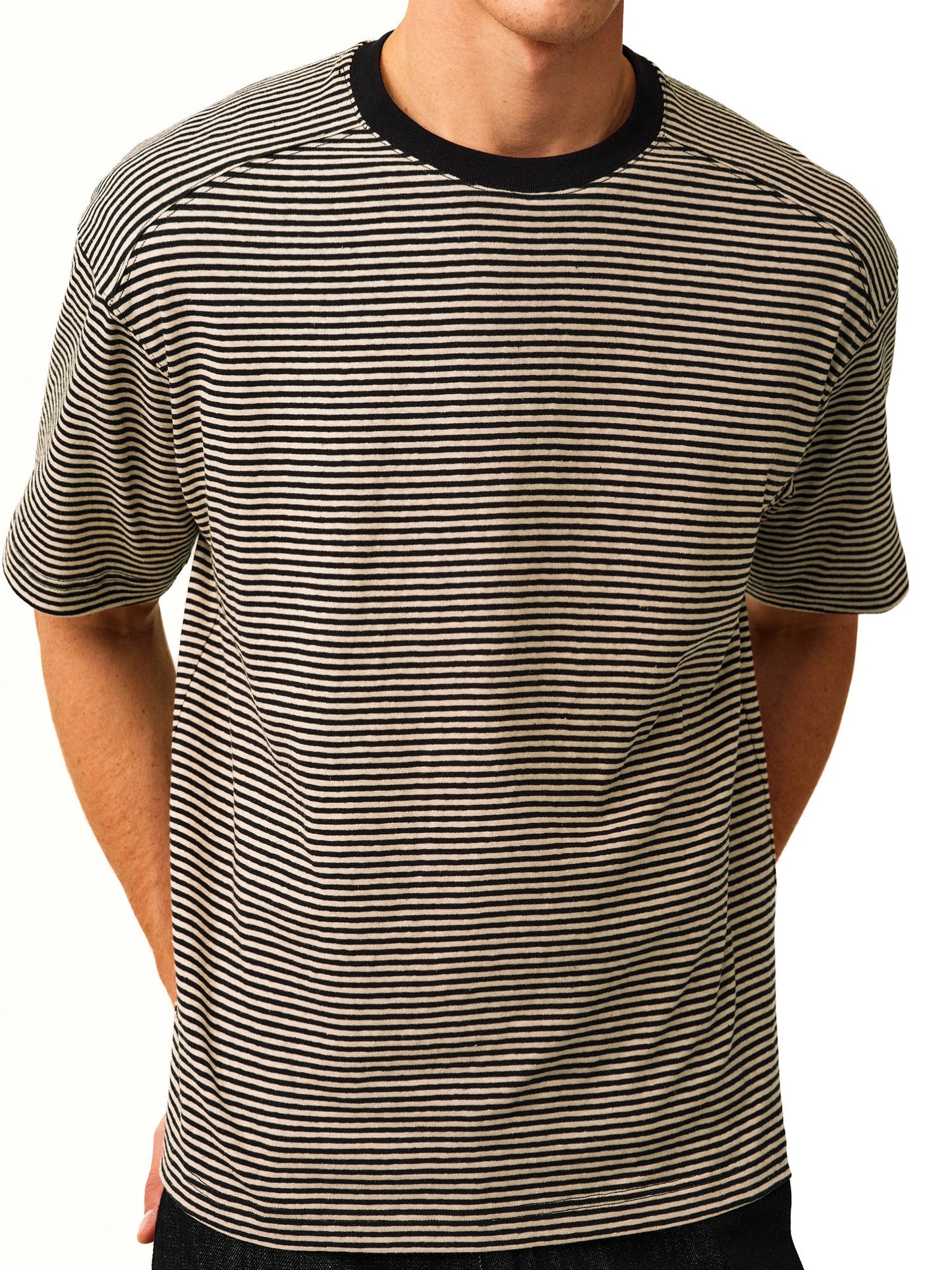 Cotton and Linen Striped T-Shirt